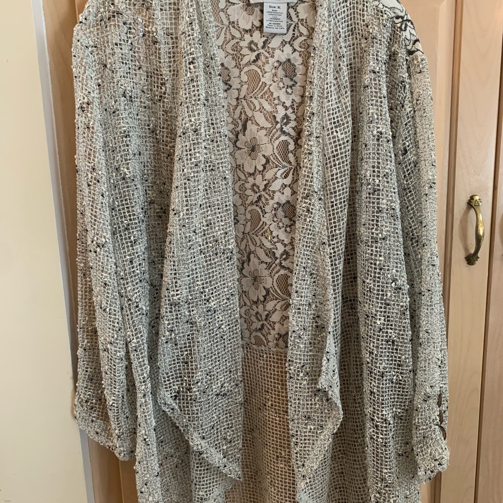 Black and white mesh and lace jacket